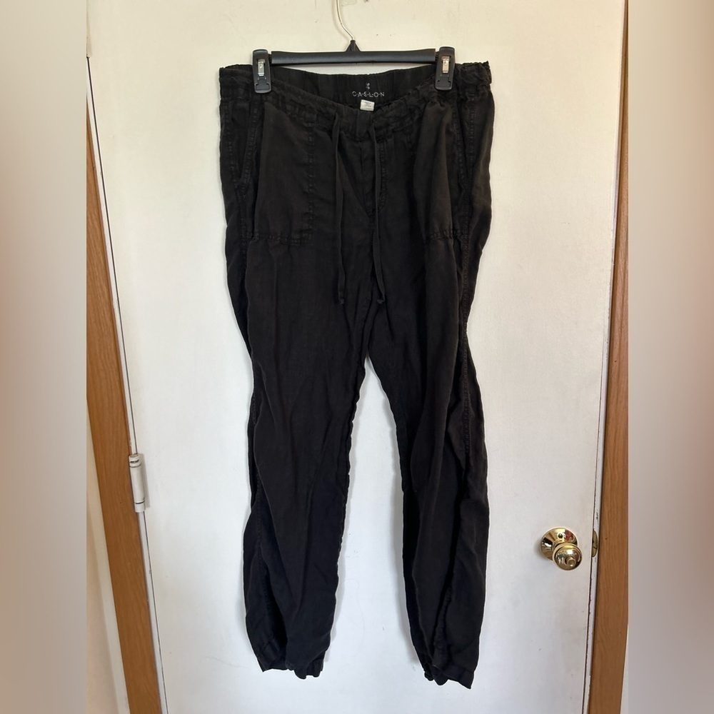Caslon 100 % linen black pull on pants